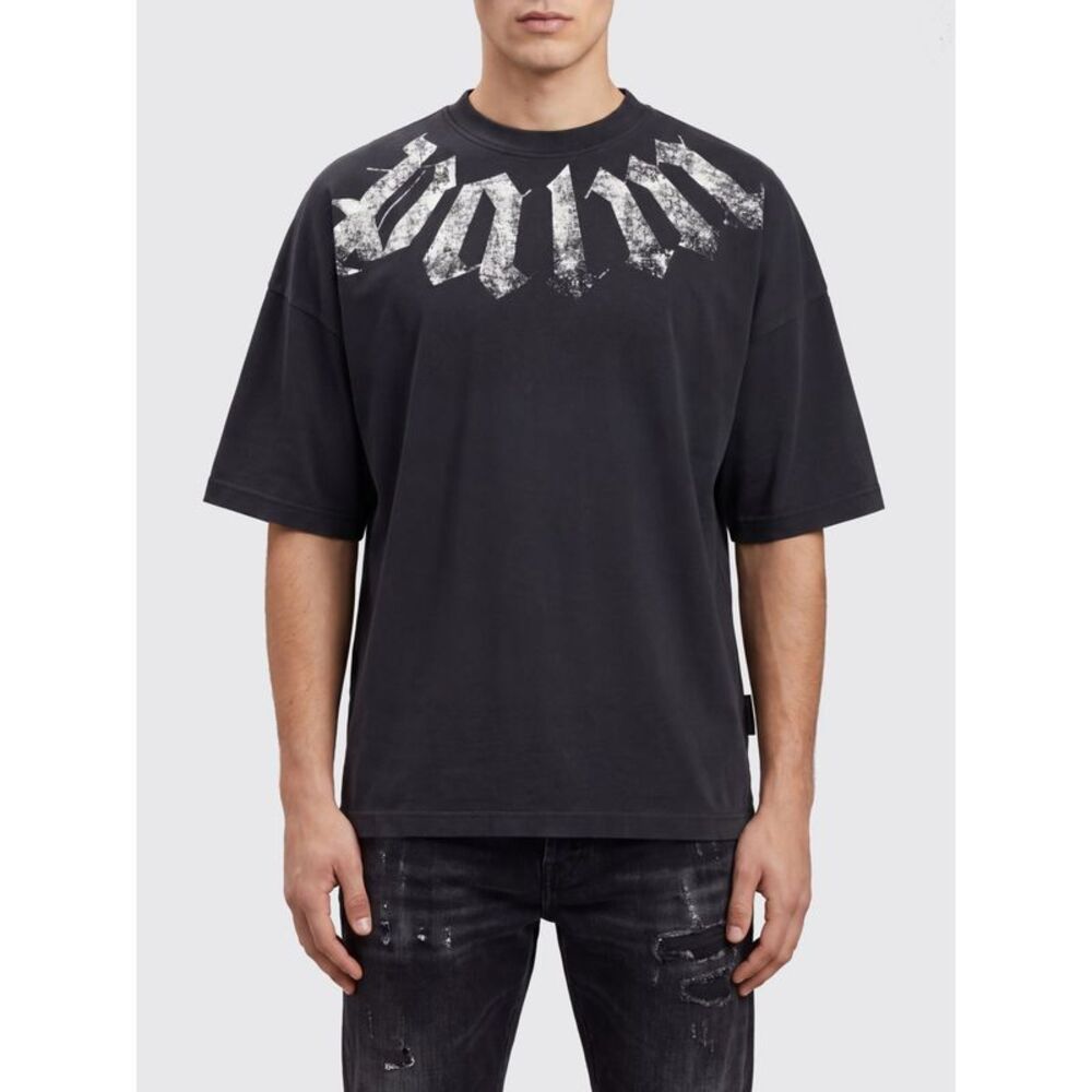 Palm Angels Men Relaxed Fit Graffiti Logo Print Cotton T-Shirt Palm Angels